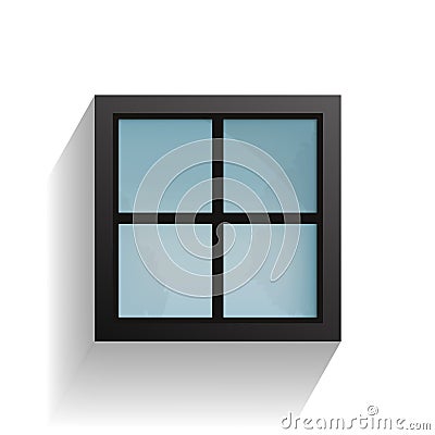 Black window and soft shadow on white background. Vector Vector Illustration