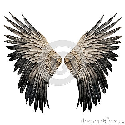 black wings isolated on transparent background. Black wing overlay for insertion. A design element to insert into a Stock Photo