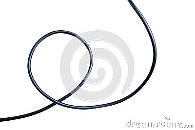 Black wire cable isolated on a white background abstraction Stock Photo