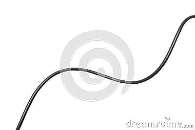 Black wire cable isolated on a white background abstraction Stock Photo