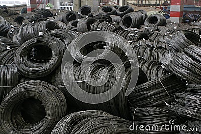 Black wire coils Stock Photo