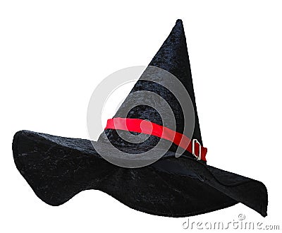 Black witch hat with red strip Stock Photo