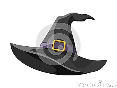 Black witches hat. Vector Illustration