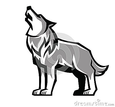 Black wolf howl emblem Vector Illustration