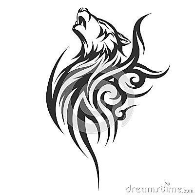 Black wolf Tattoo illustration. Illustration. Cartoon Illustration