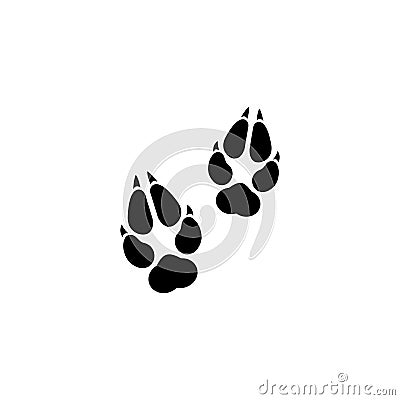 Black wolf trace silhouette. Vector flat illustration Cartoon Illustration