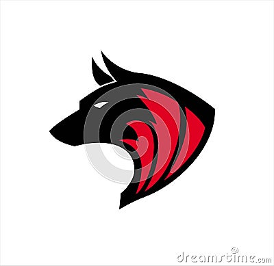 Black wolf, Wild wolf. Black wild dog. k-9, Dog logo, Canine logo Vector Illustration
