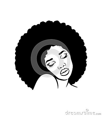 Black Woman with Afro Hair Silhouette Vector Illustration Vector Illustration