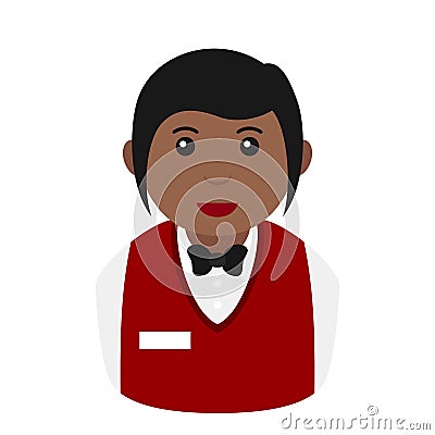 Black Woman Croupier Avatar Flat Icon Vector Illustration