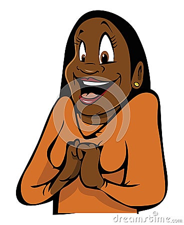 Black woman excited Vector Illustration