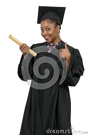 Black Woman Graduate Stock Photo