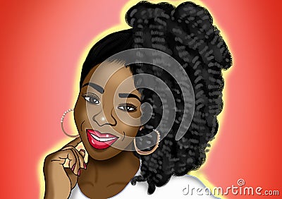 Black woman in ponytail curls Stock Photo