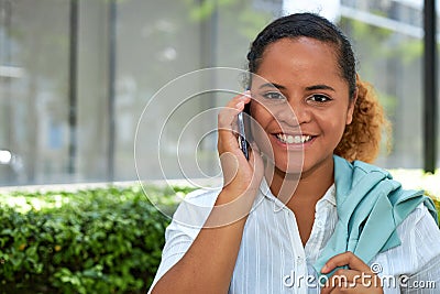 Black woman talking on the phone Stock Photo