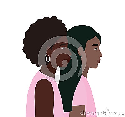 Black women cartoons in side view vector design Vector Illustration