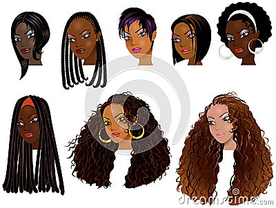 Black Women Faces 2 Vector Illustration