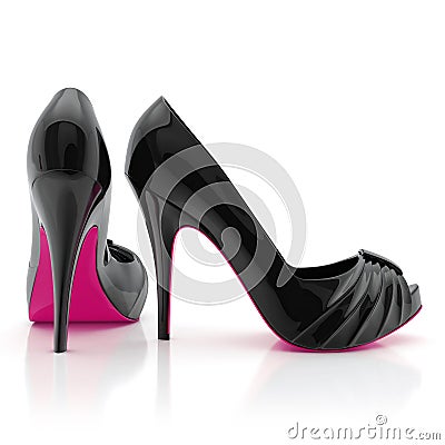 Black women stiletto high heel shoes isolated on white background Stock Photo