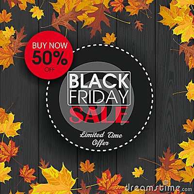 Black Wood Background Black Friday Vector Illustration