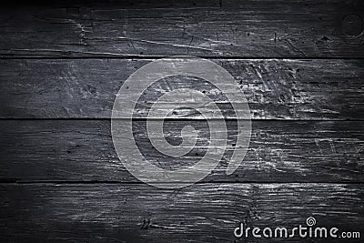 Black wood scratched desk board texture. Abstract background, empty template, text space Stock Photo