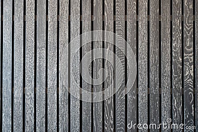 Black wooden battens with white scraping burrs. background texture interior design Stock Photo