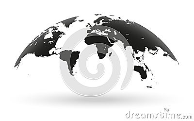 Black world map globe isolated on white background Vector Illustration