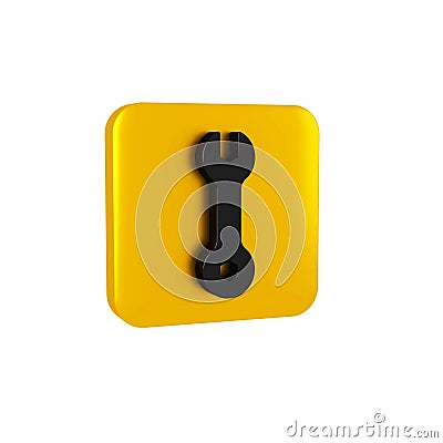 Black Wrench spanner icon isolated on transparent background. Spanner repair tool. Service tool symbol. Yellow square Stock Photo