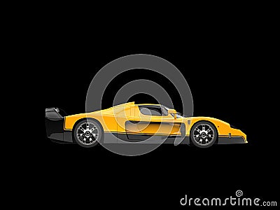 Black and yellow awesome concept super car - side view Stock Photo