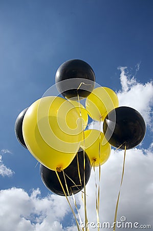 Black and yellow balloons Stock Photo