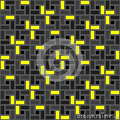 Black yellow brick spiral tile clockwise texture seamless patter Vector Illustration