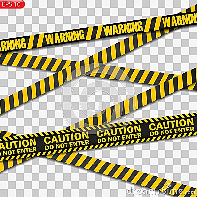 Black and yellow caution lines isolated Vector Illustration