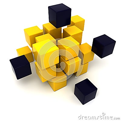 Black and yellow cubic background Stock Photo