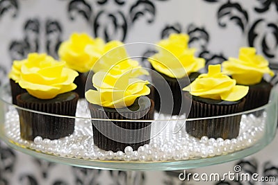 Black and yellow cupcakes Stock Photo