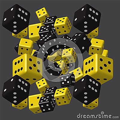 Black Yellow Dice Pattern Vector Illustration