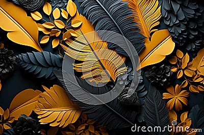 Black and yellow feathers Stock Photo