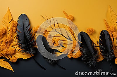 Black and yellow feathers Stock Photo