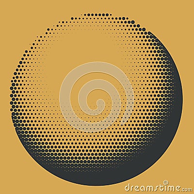 Black and yellow halftone sphere design Vector Illustration