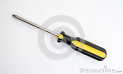 Black and yellow handled screwdriver Stock Photo