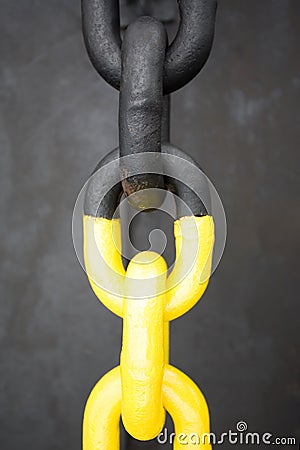 Black and yellow iron chain Stock Photo