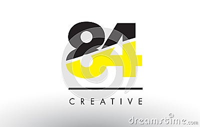 84 Black and Yellow Number Logo Design. Vector Illustration