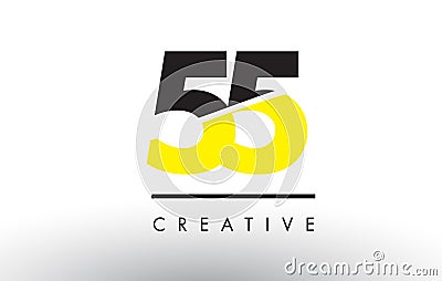 55 Black and Yellow Number Logo Design. Vector Illustration