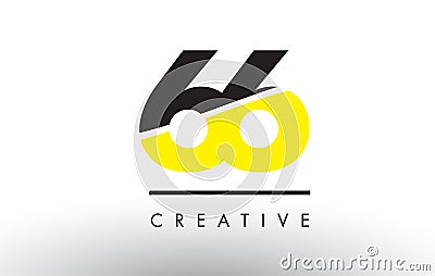 66 Black and Yellow Number Logo Design. Vector Illustration