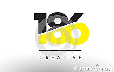 186 Black and Yellow Number Logo Design. Vector Illustration