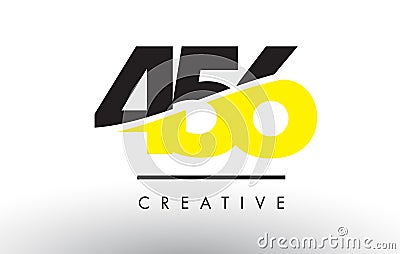456 Black and Yellow Number Logo Design. Vector Illustration