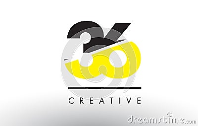 36 Black and Yellow Number Logo Design. Vector Illustration