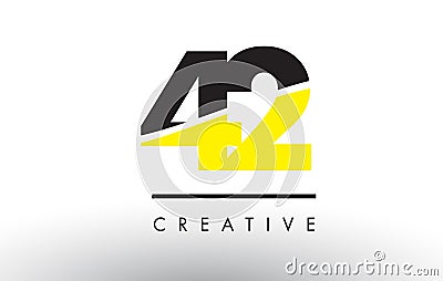 42 Black and Yellow Number Logo Design. Vector Illustration