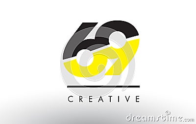 69 Black and Yellow Number Logo Design. Vector Illustration