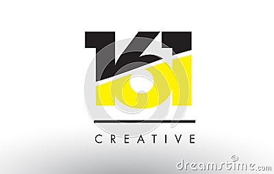 161 Black and Yellow Number Logo Design. Vector Illustration