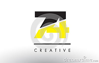 74 Black and Yellow Number Logo Design. Vector Illustration