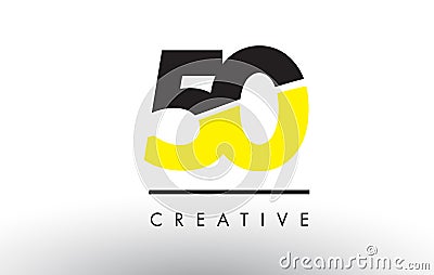 50 Black and Yellow Number Logo Design. Stock Photo