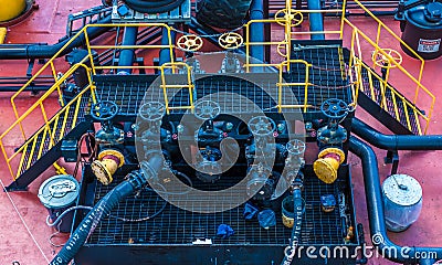 Pipes and Valves on Ship Stock Photo