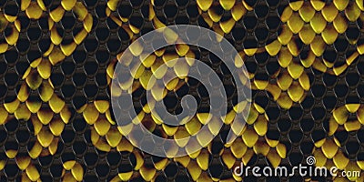 Black yellow snakeskin surface. Dangerous wildlife backdrop. Snake leather seamless textures. Reptile skin background. Reptilian Stock Photo